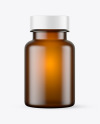 Empty Frosted Amber Pills Bottle Mockup