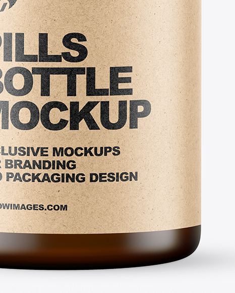 Empty Frosted Amber Pills Bottle Mockup