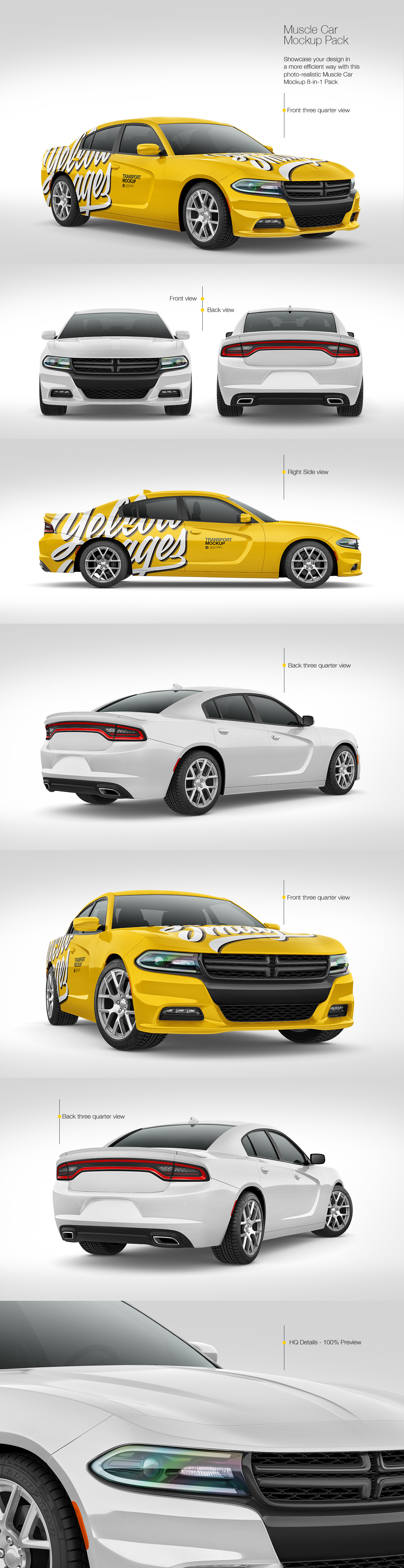 Muscle Car Mockup Pack Muscle Car Mockup Pack