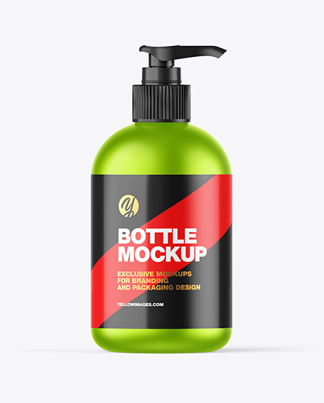 Matte Metallic Sanitizer Bottle w/ Closed Pump Mockup