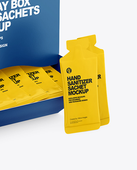 Paper Box with Hand Sanitizer Sachets Mockup