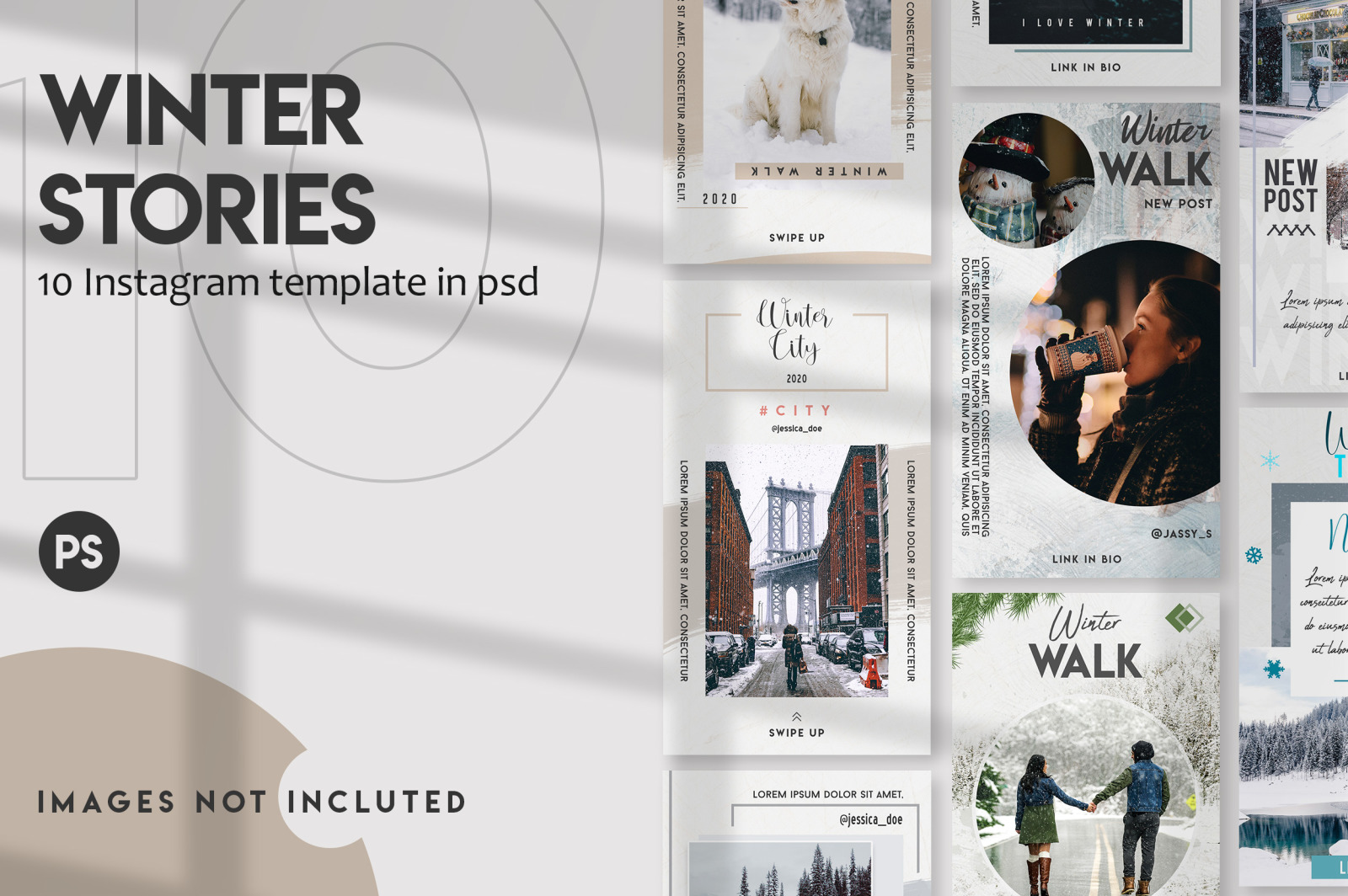 10 Winter instagram stories template set