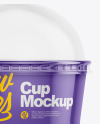 Small Glossy Plastic Cup With Transparent Dome Cap Mockup - Front View