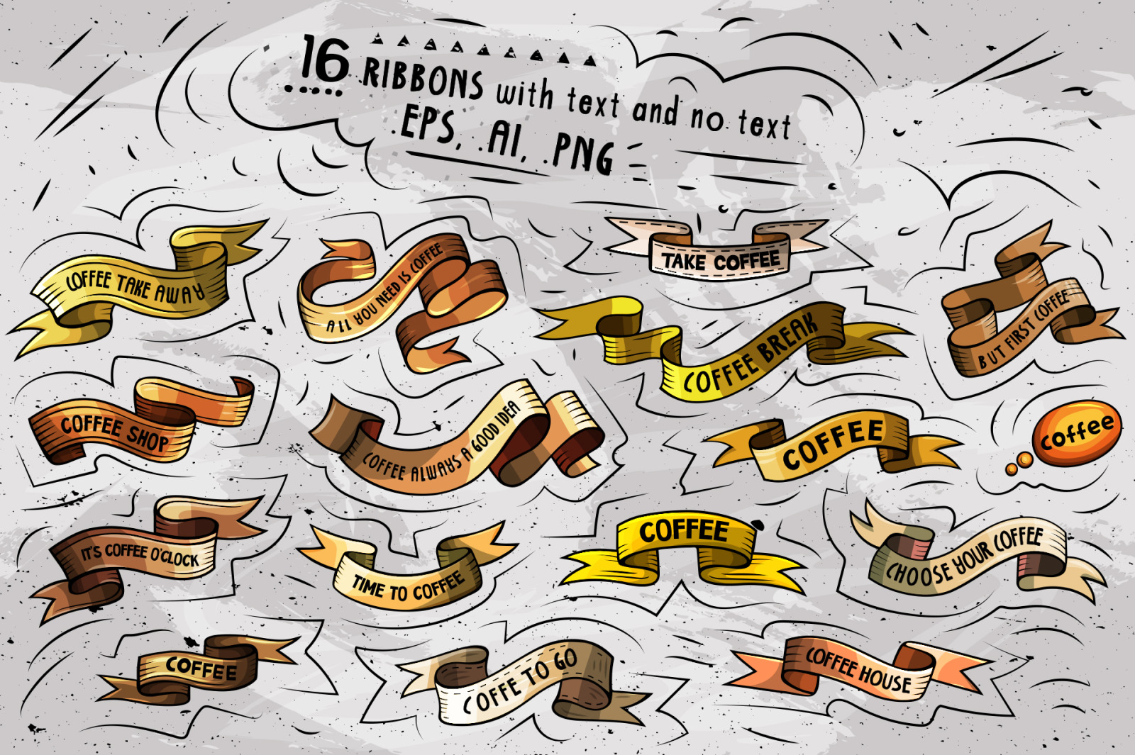 266 Coffee Cartoon Objects Set