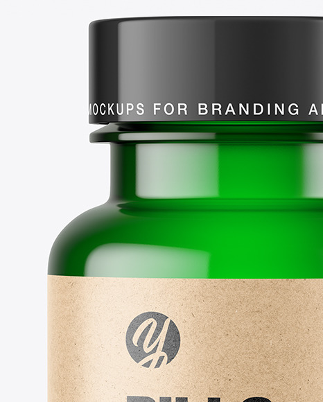 Empty Green Pills Bottle Mockup