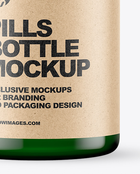 Empty Green Pills Bottle Mockup