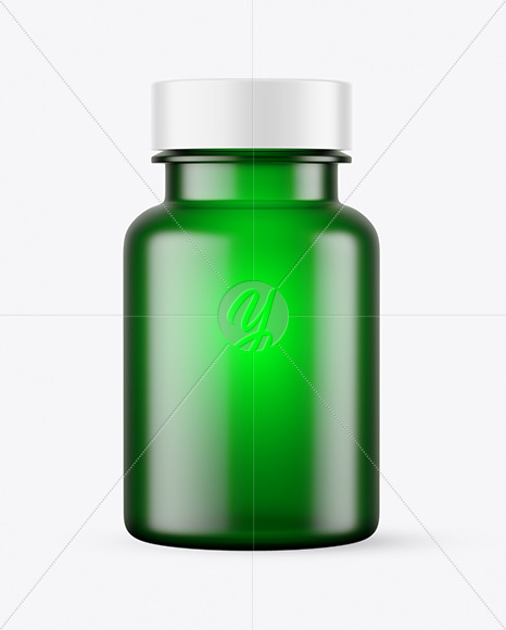 Empty Frosted Green Pills Bottle Mockup