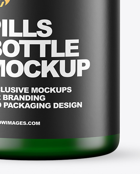 Empty Frosted Green Pills Bottle Mockup