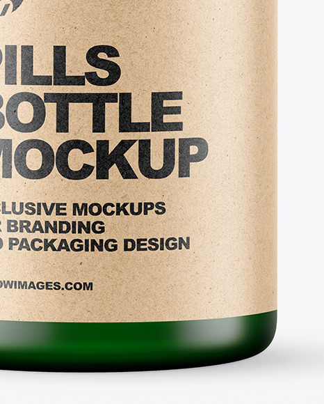 Empty Frosted Green Pills Bottle Mockup