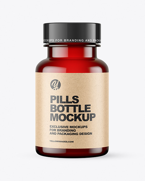 Empty Red Pills Bottle Mockup