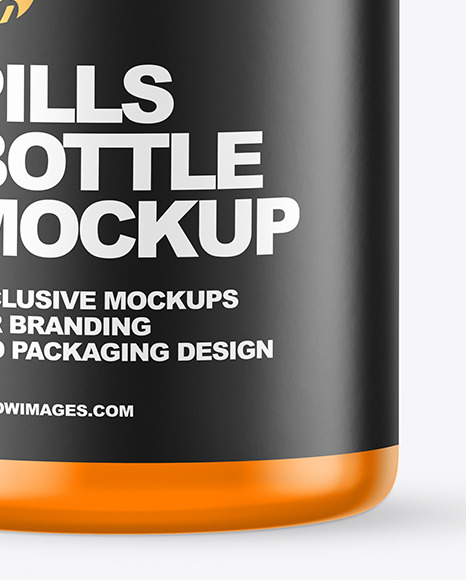 Empty Frosted Colored Pills Bottle Mockup