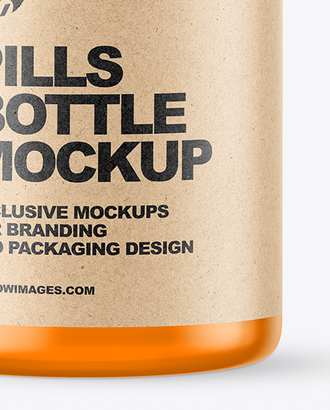 Empty Frosted Colored Pills Bottle Mockup