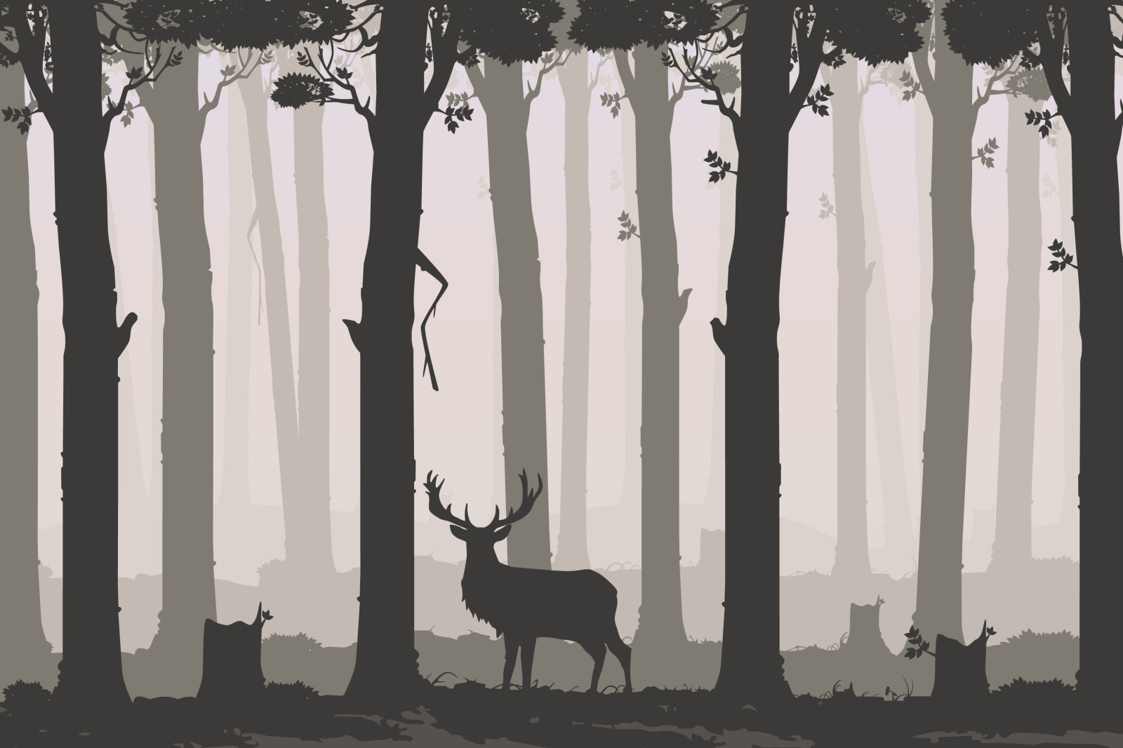 6 Wild animals on the background of nature set 6 Wild animals on the background of nature set