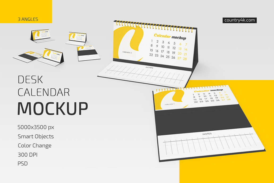 Desk Calendar v07 Mockup Set Desk Calendar v07 Mockup Set