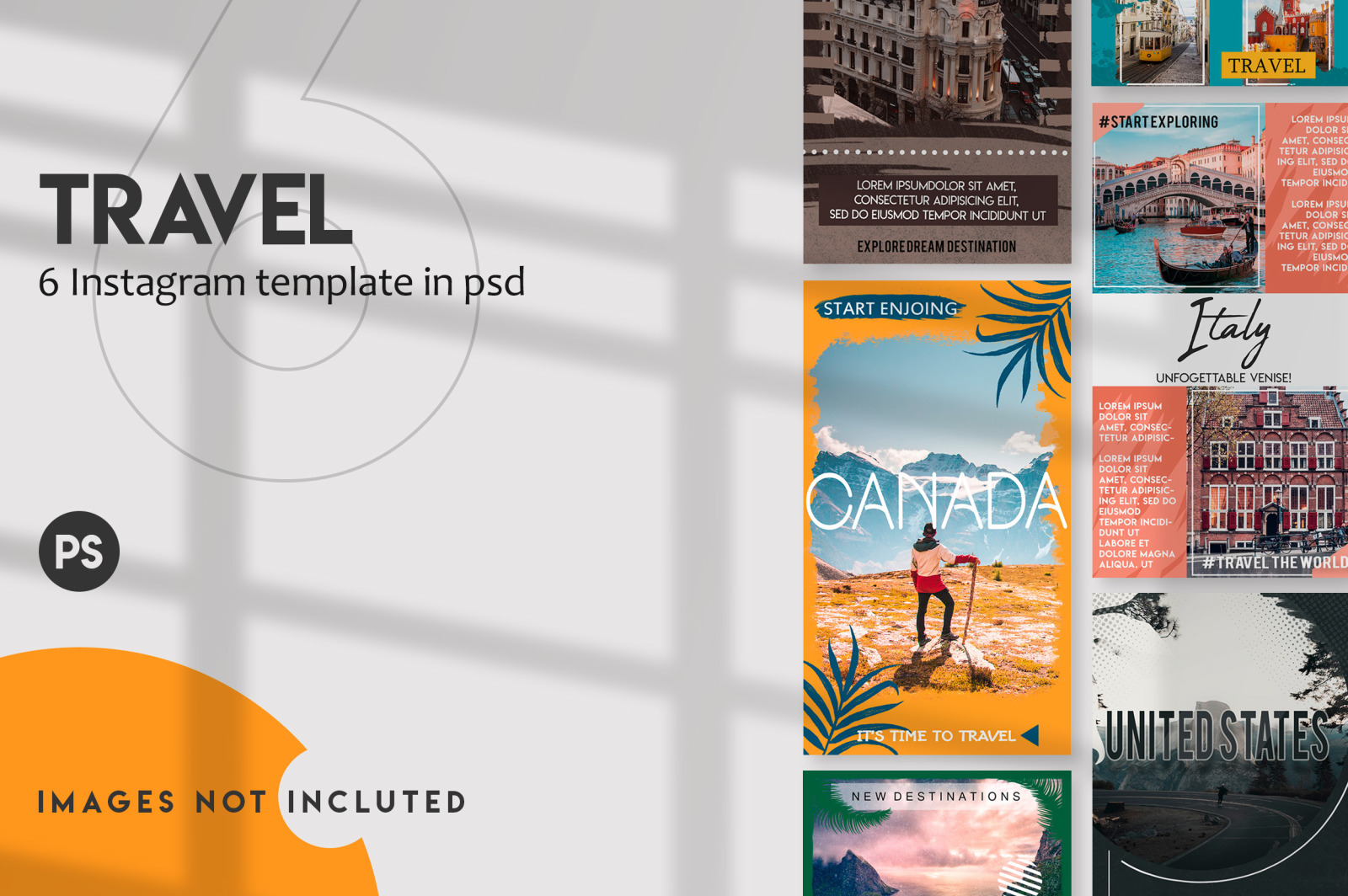 6 Travel instagram stories template set