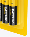 4 Pack Battery AA Mockup - Half Side View