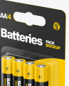 4 Pack Battery AA Mockup - Half Side View