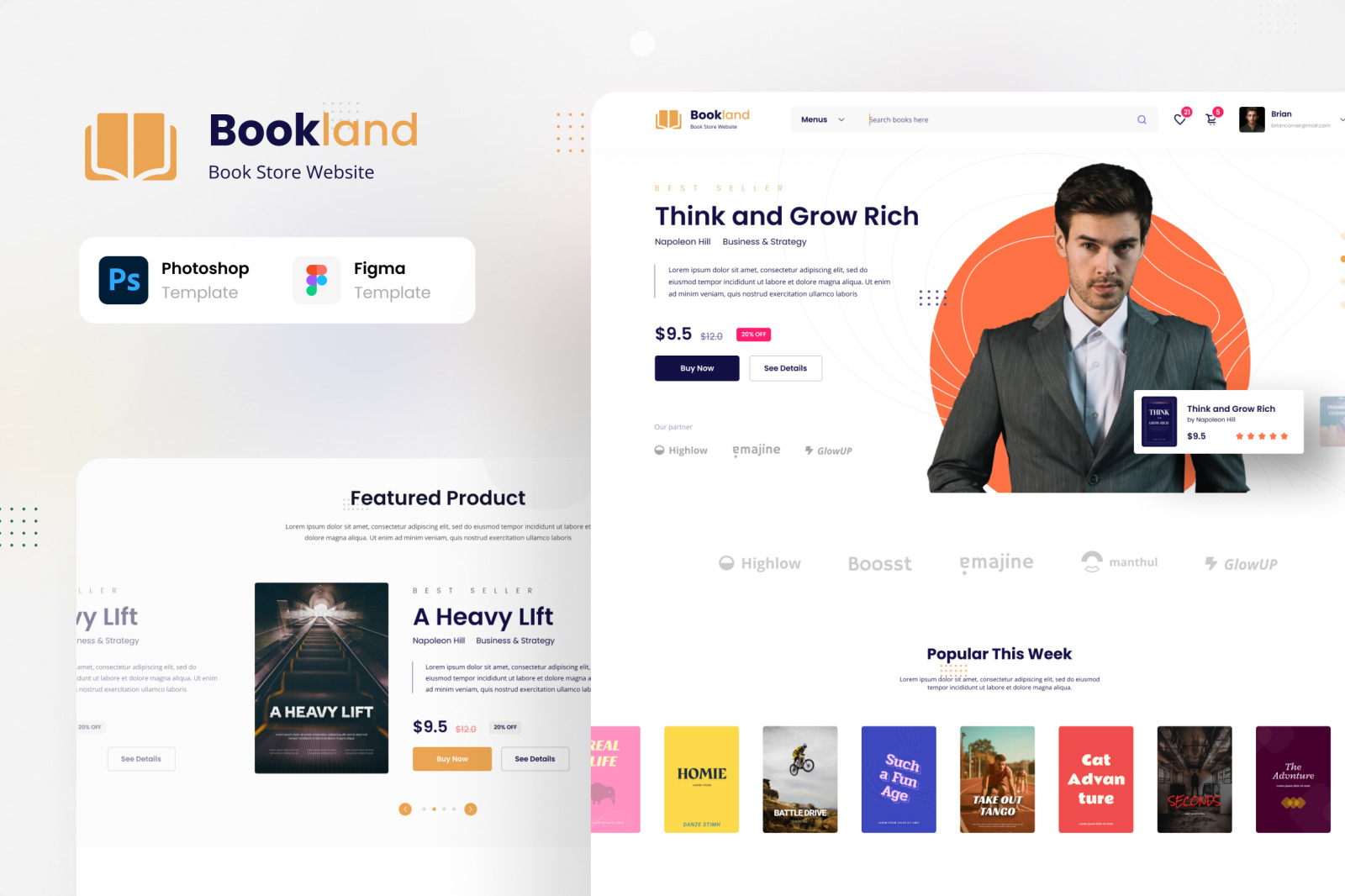 Bookland - Book Store Ecommerce Website on Yellow Images Creative Store ...