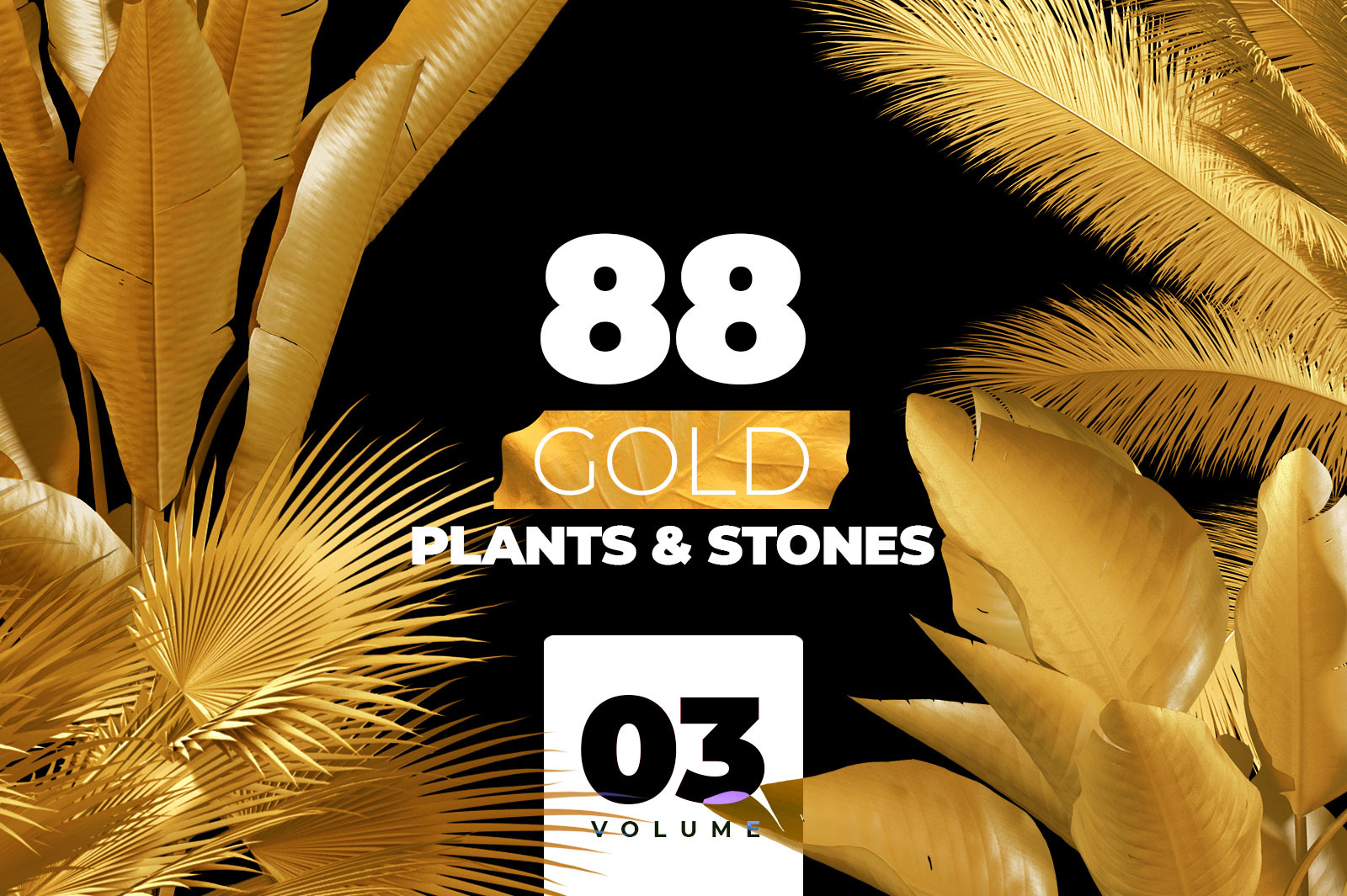 GOLD plants &amp; stones collection #03