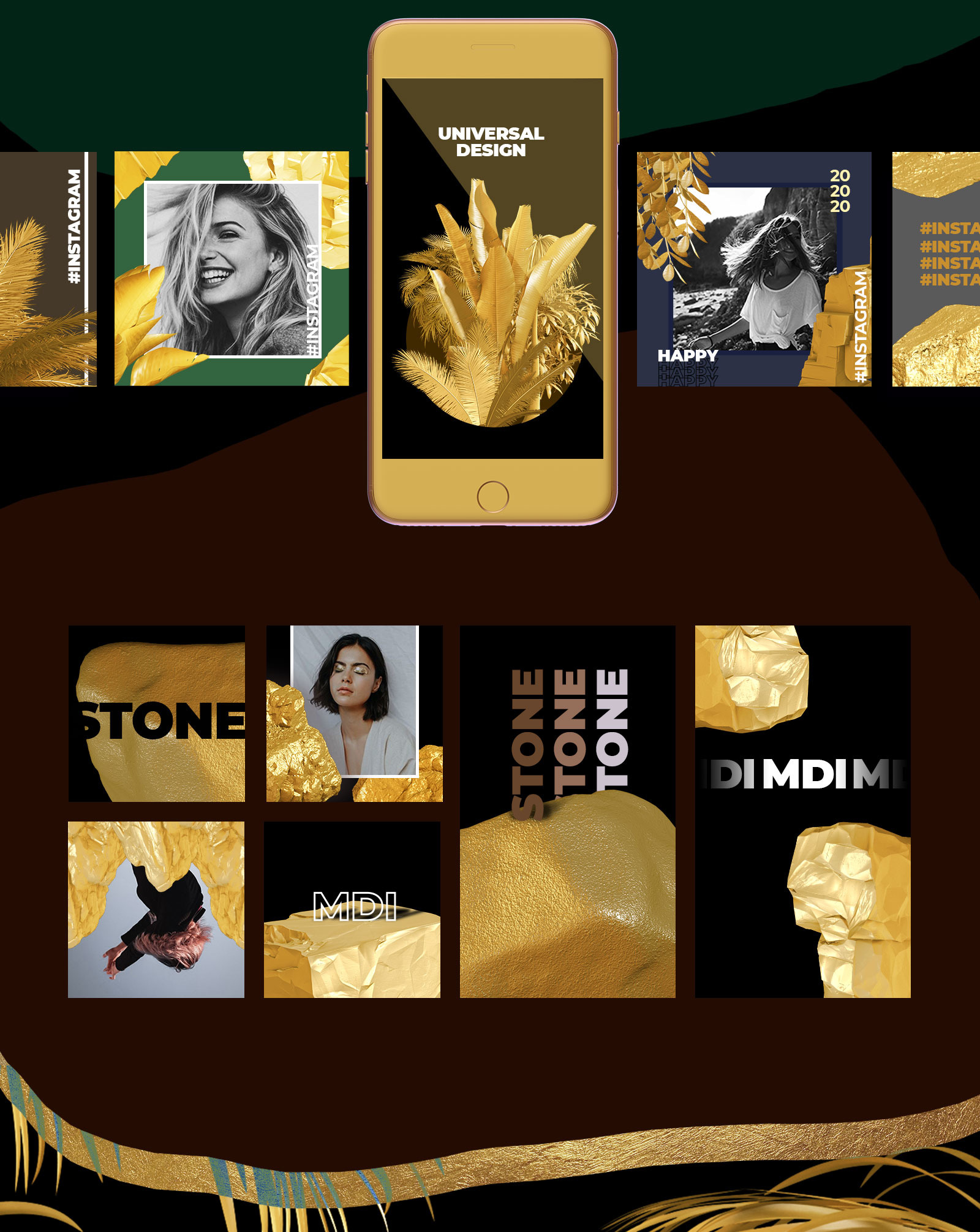 GOLD plants & stones collection #03 GOLD plants & stones collection #03