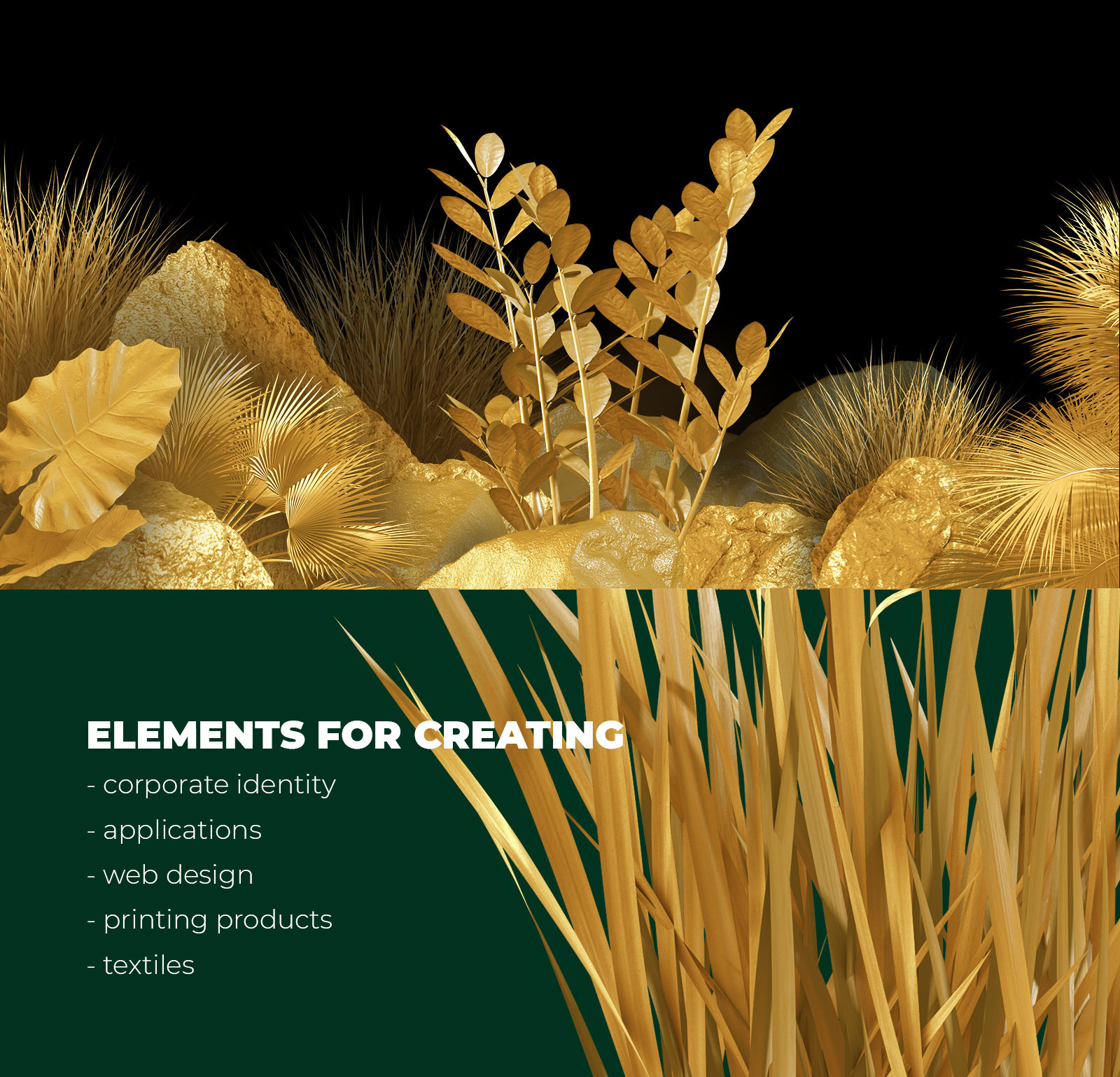 GOLD plants & stones collection #03 GOLD plants & stones collection #03