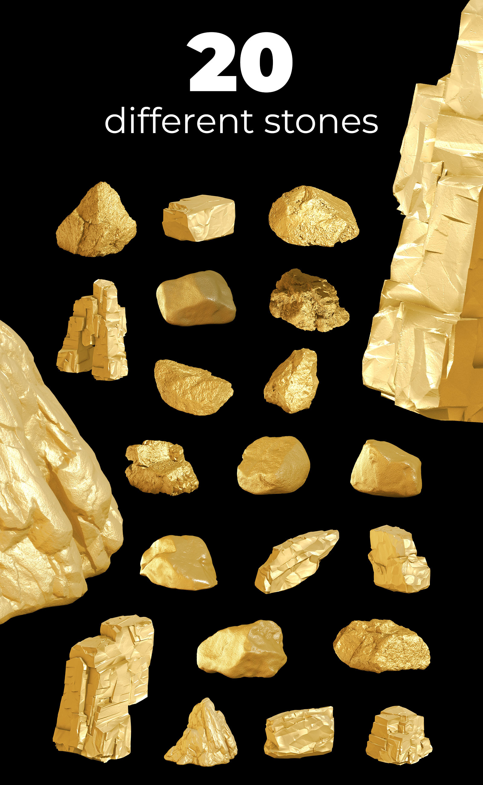 GOLD plants & stones collection #03 GOLD plants & stones collection #03