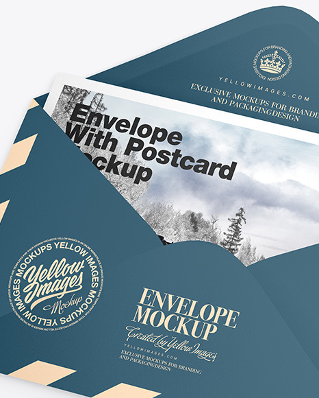 Matte Envelope w/ Postcard Mockup