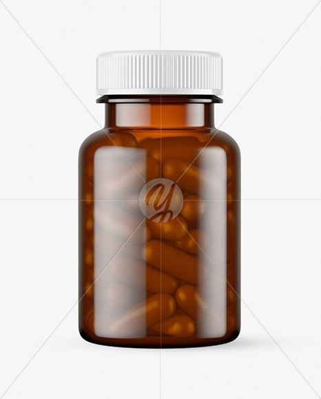 Amber Pills Bottle Mockup