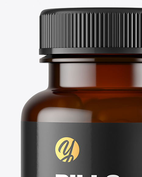 Dark Amber Pills Bottle Mockup