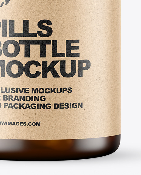 Frosted Dark Amber Pills Bottle Mockup