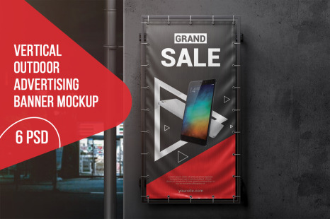 Vertical Outdoor Advertising Banner Mockup - Pillar