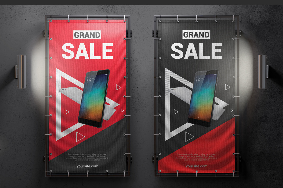 Vertical Outdoor Advertising Banner Mockup