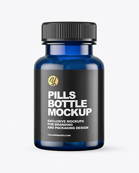 Blue Pills Bottle Mockup - Blue+Bottle+With+Pills+Mockup+Exclusive+Mockups