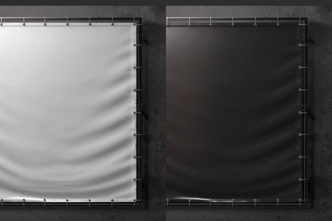 Square Outdoor Advertising Banner Mockup Square Outdoor Advertising Banner Mockup