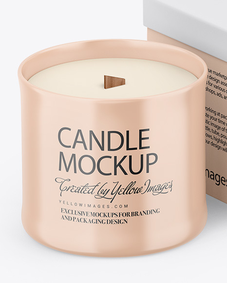 Paper Box W/ Glossy Candle Mockup