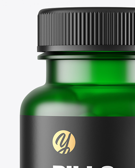 Frosted Green Pills Bottle Mockup