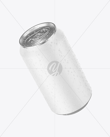 Aluminium Can With Water Drops & Matte Finish Mockup