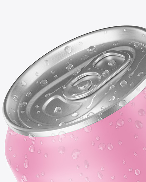 Aluminium Can With Water Drops & Matte Finish Mockup