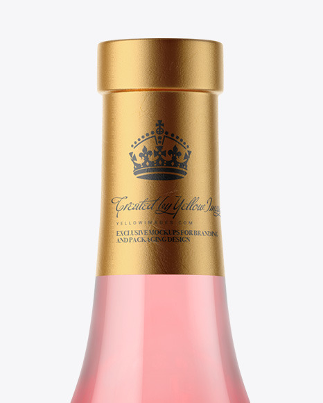 Clear Glass Pink Wine Bottle Mockup