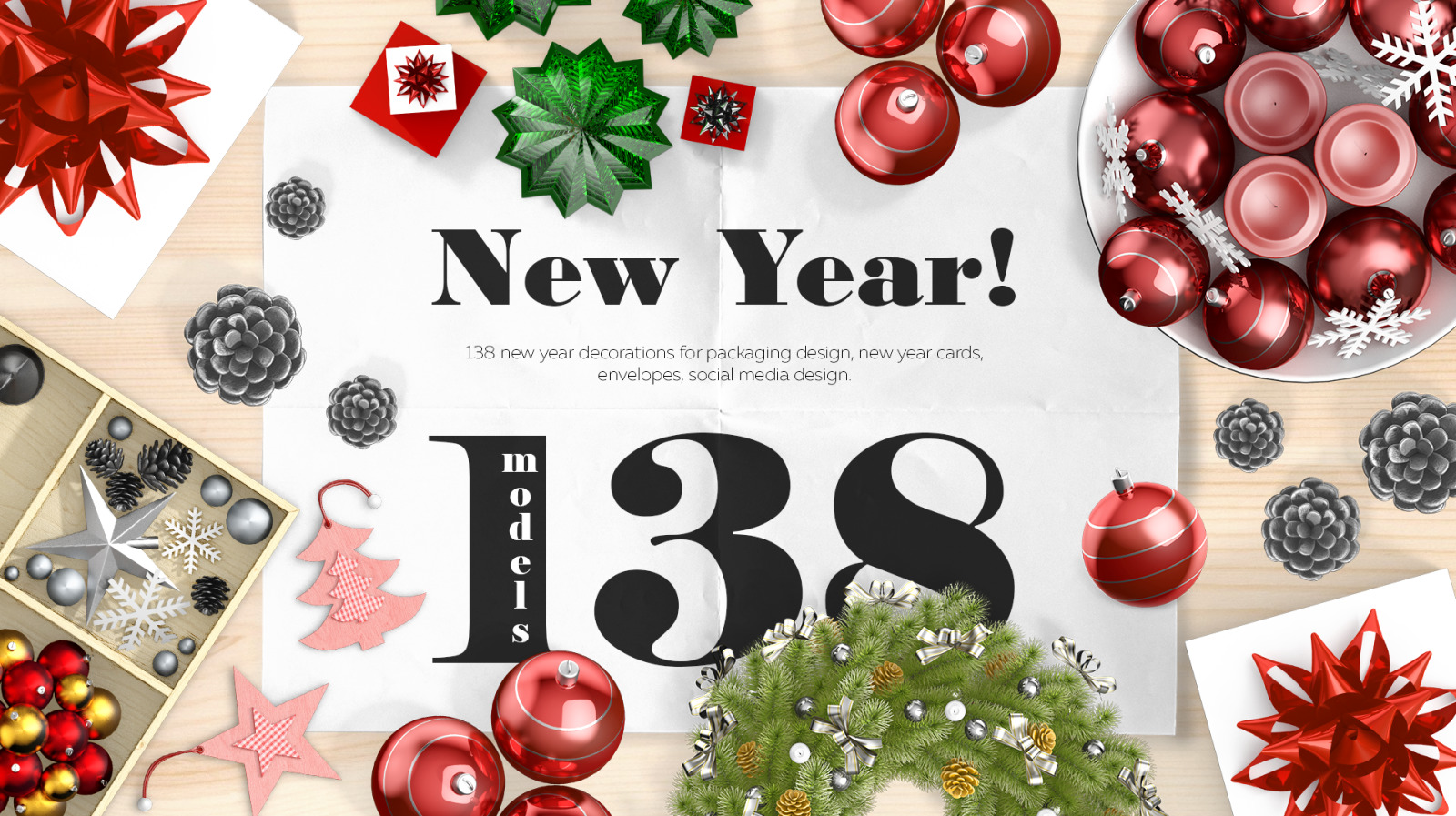 Christmas collection. 138 New Year decorations + 10 patterns