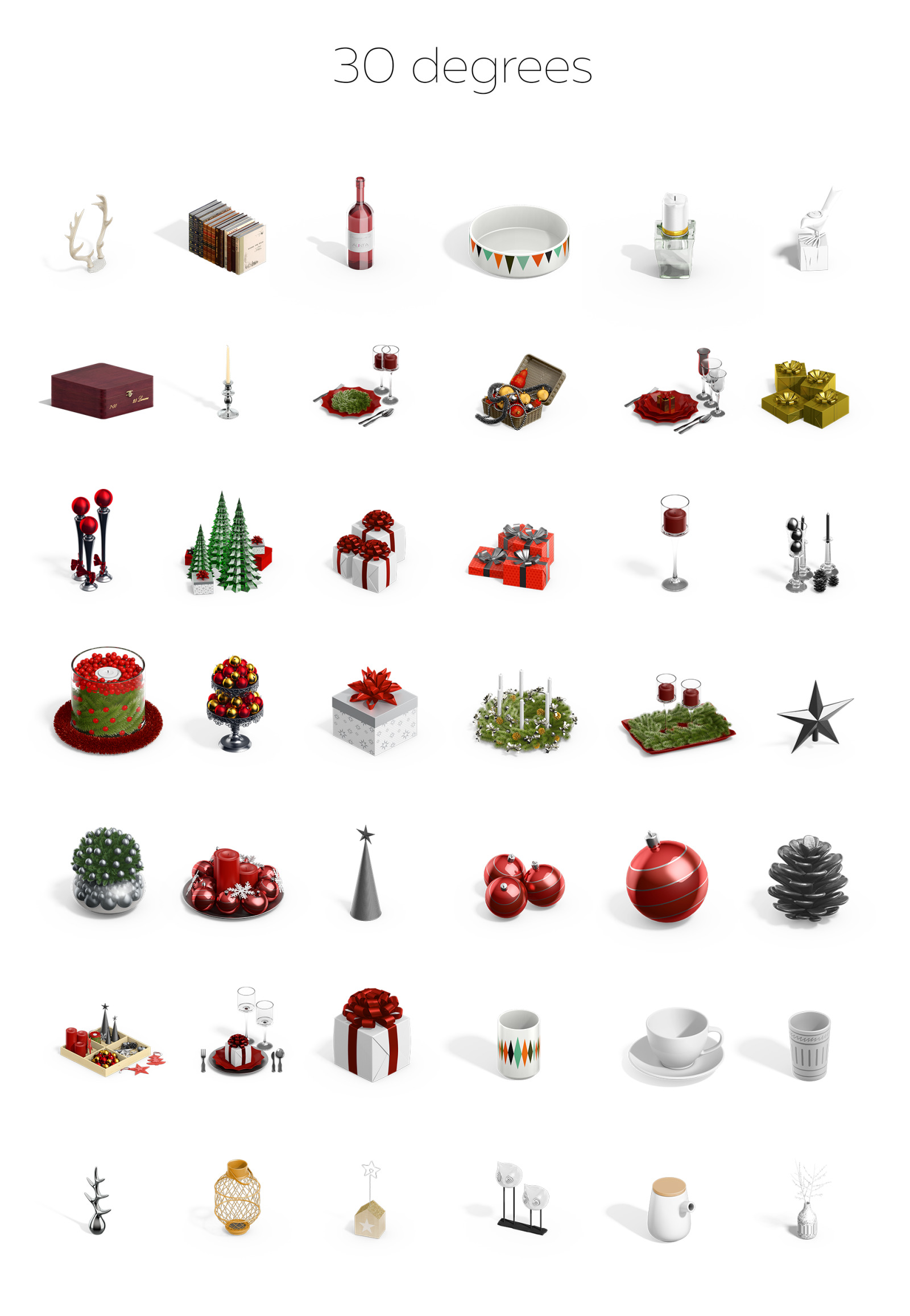 Christmas collection. 138 New Year decorations + 10 patterns