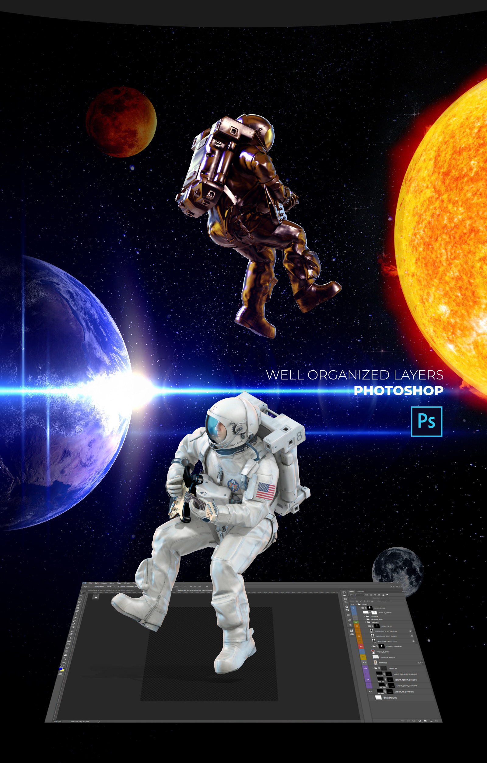 3D Mockup Space Astronaut #30 3D Mockup Space Astronaut #30