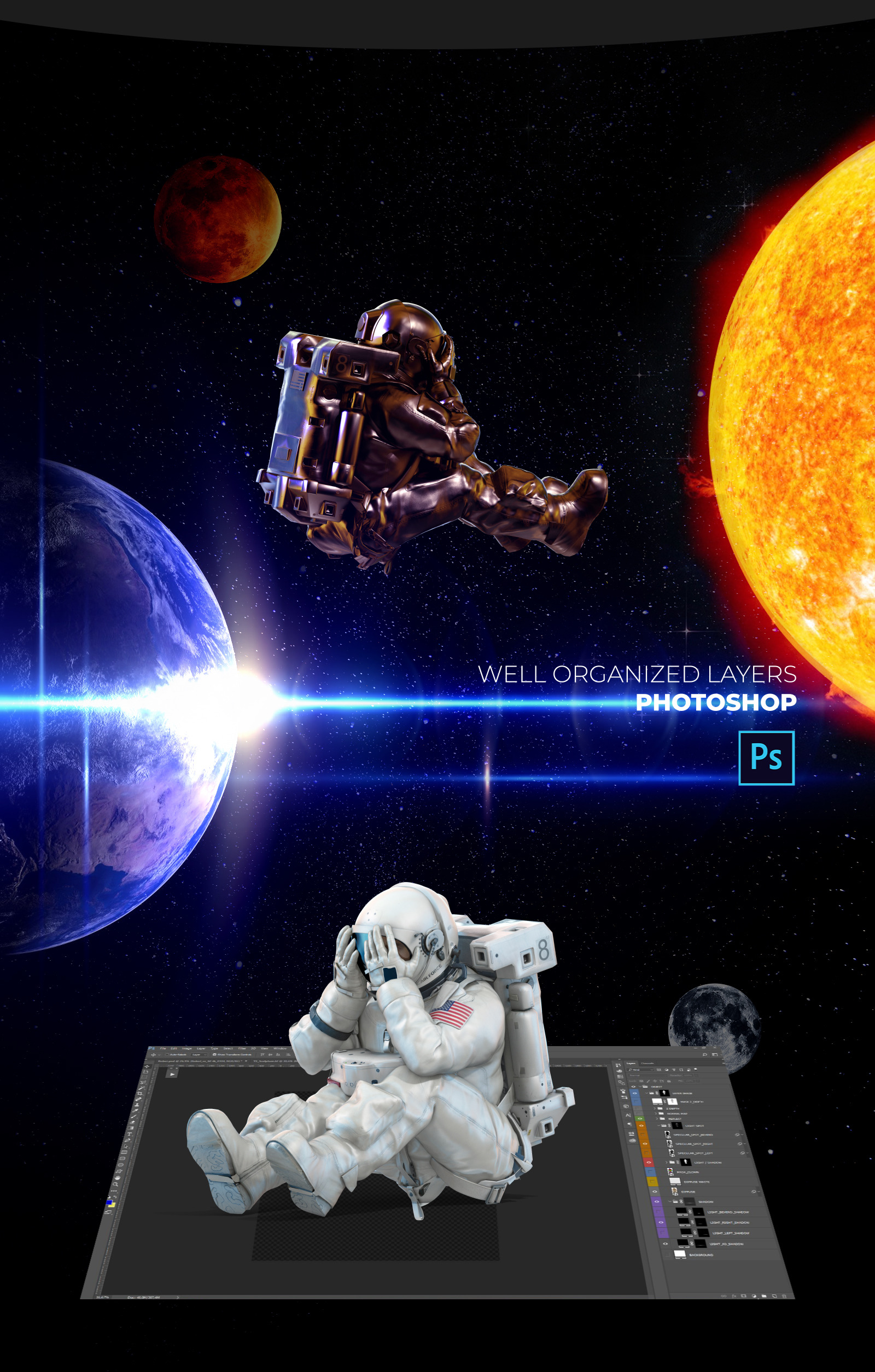 3D Mockup Space Astronaut #23 3D Mockup Space Astronaut #23