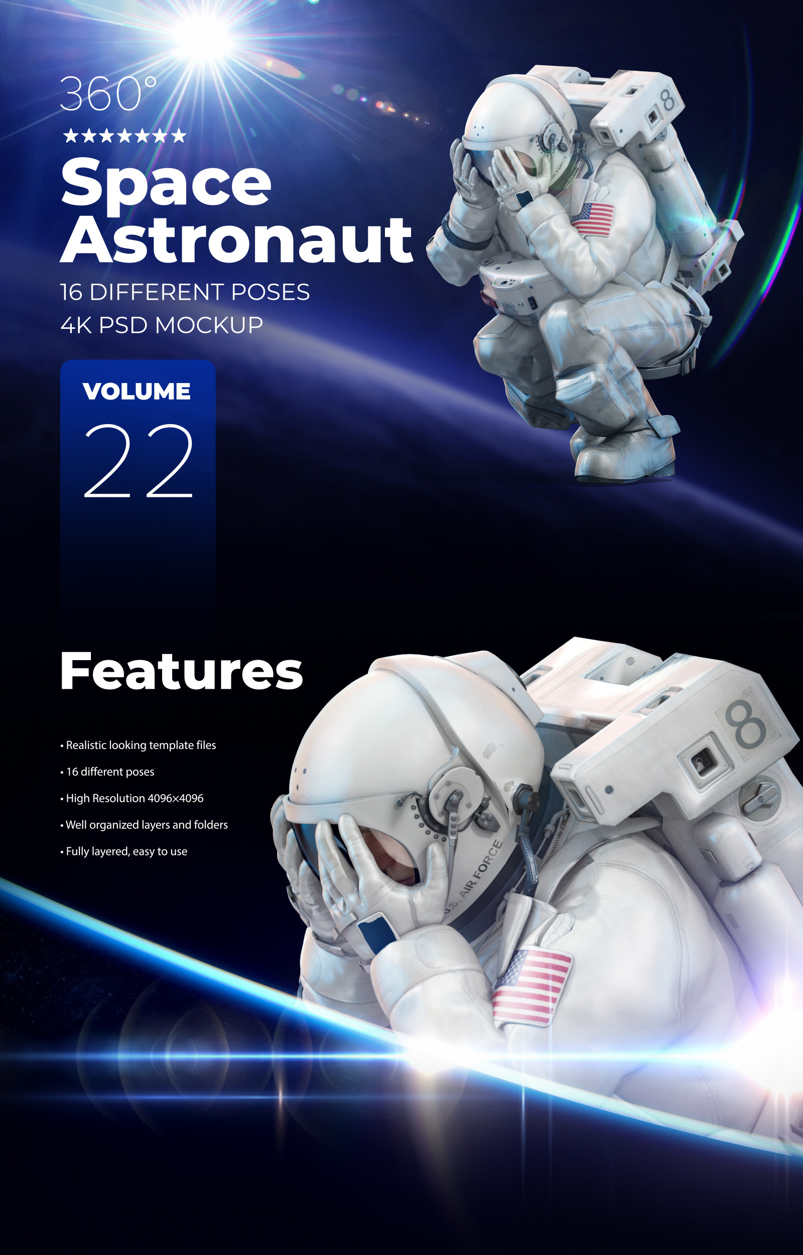 3D Mockup Space Astronaut #22 3D Mockup Space Astronaut #22