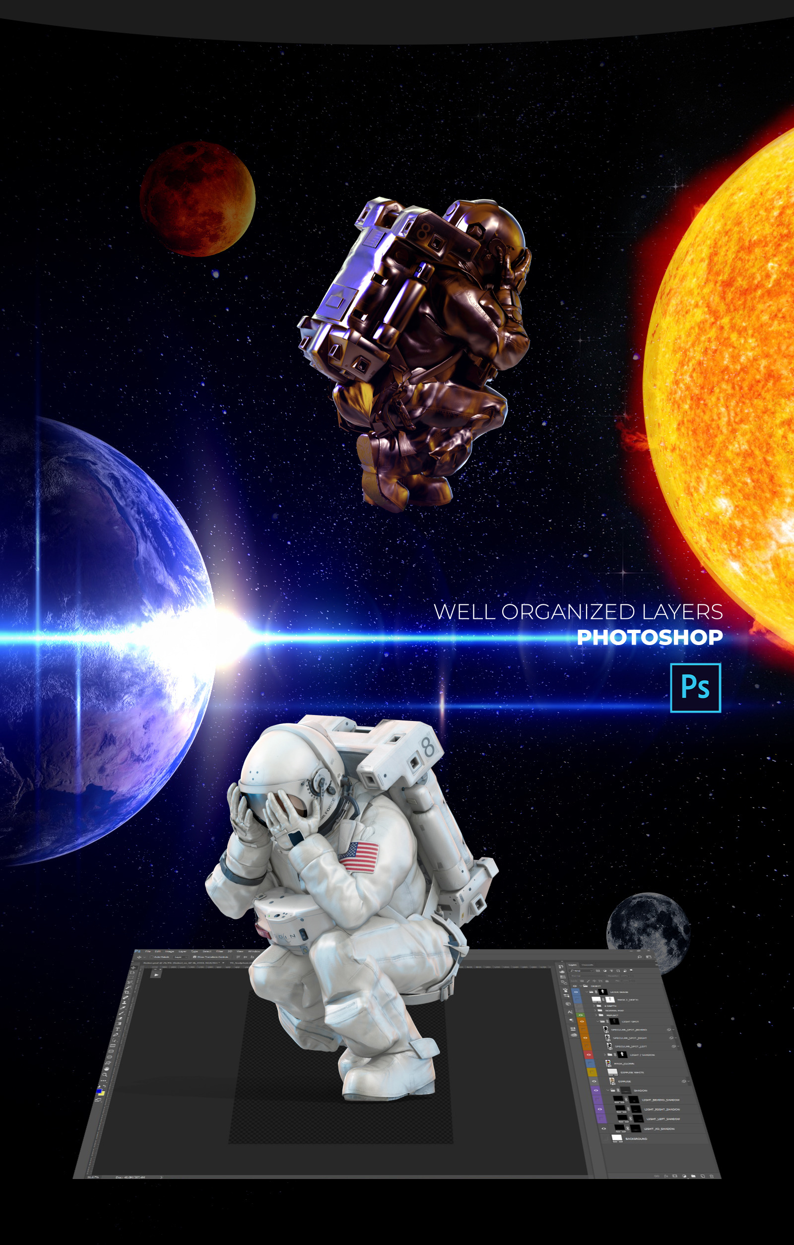 3D Mockup Space Astronaut #22 3D Mockup Space Astronaut #22