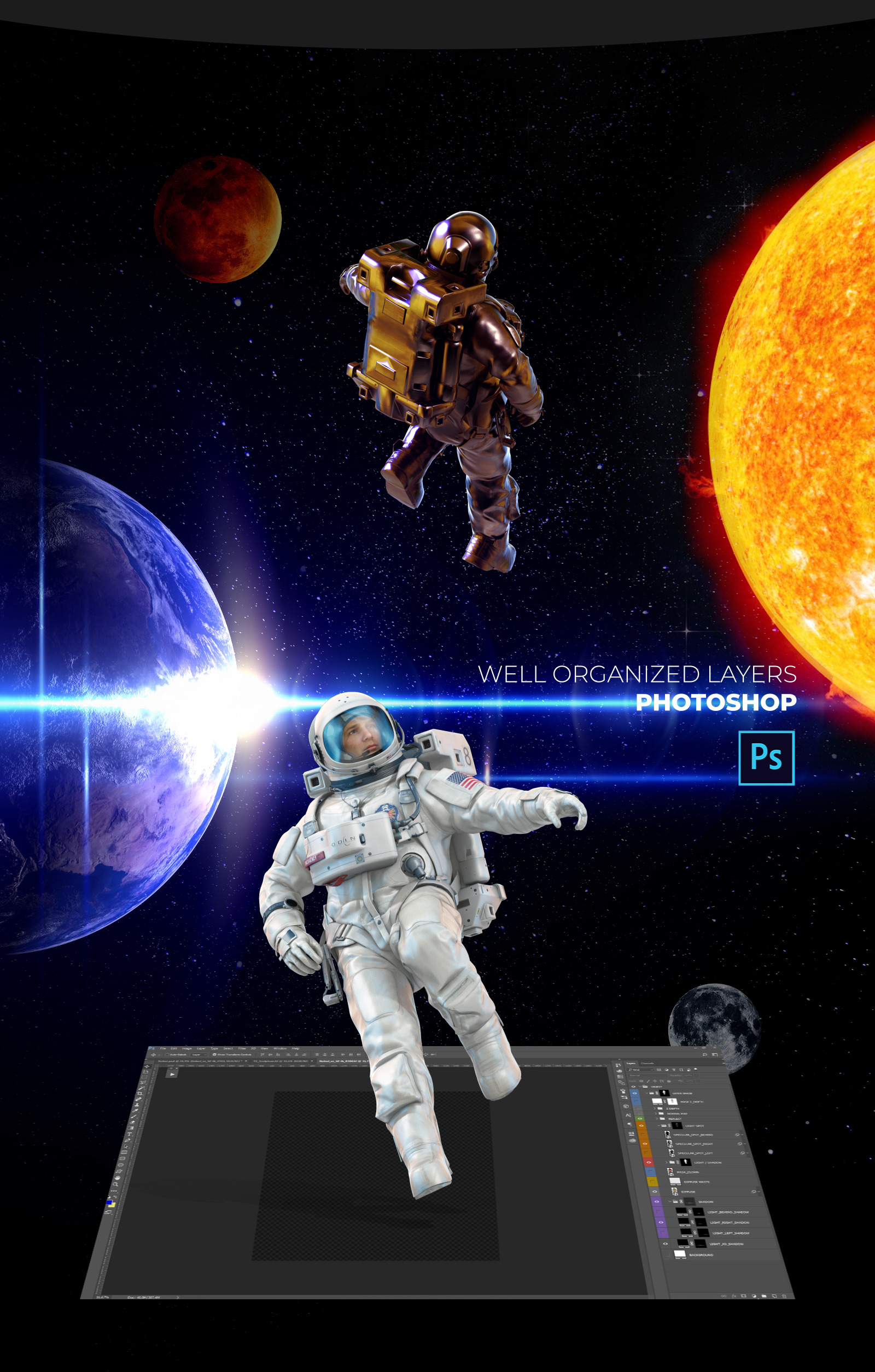 3D Mockup Space Astronaut #21 3D Mockup Space Astronaut #21