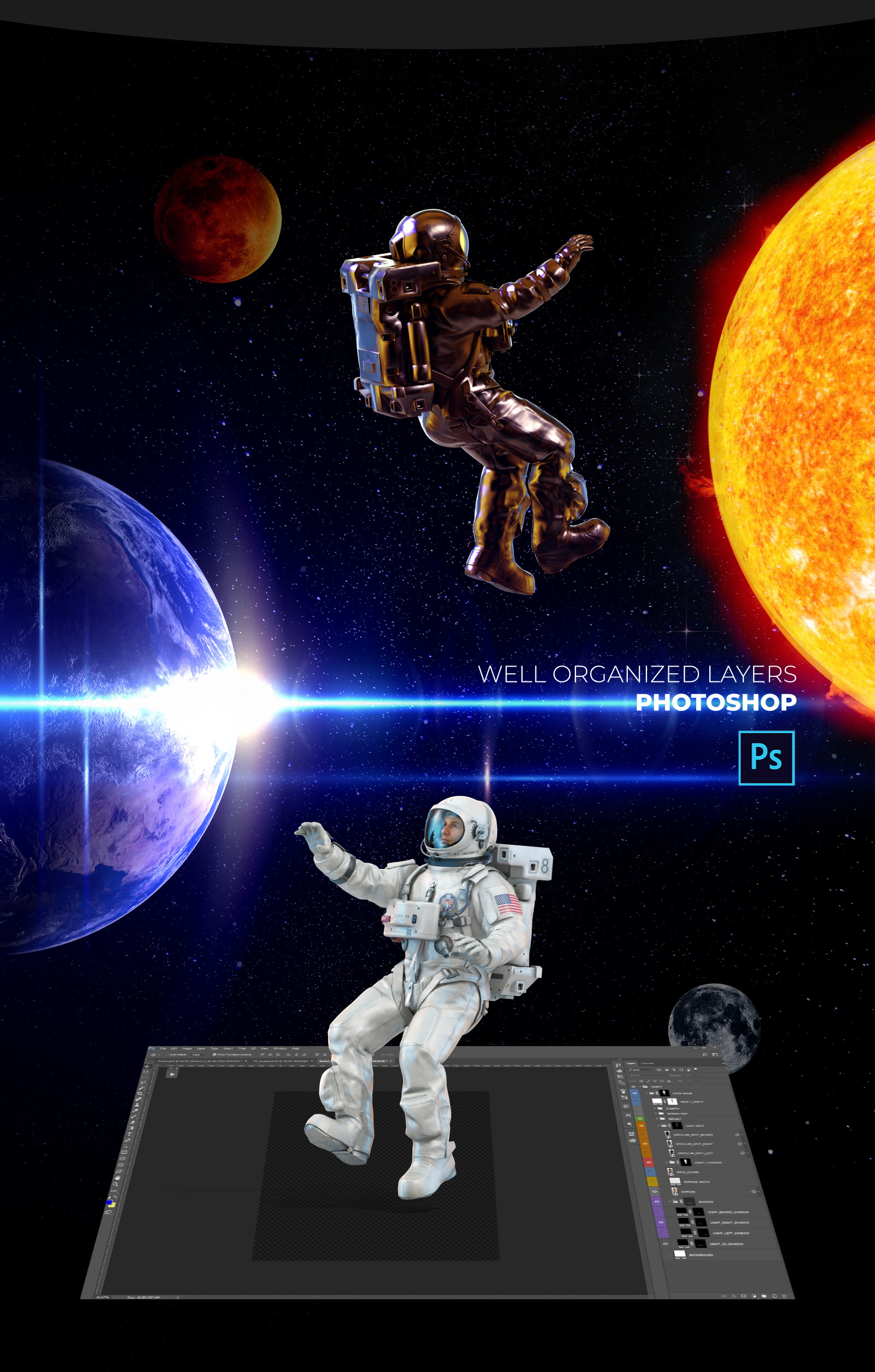 3D Mockup Space Astronaut #09