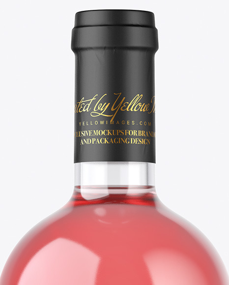 Clear Glass Pink Wine Bottle Mockup