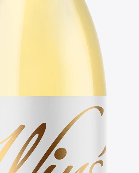 Clear Glass White Wine Bottle Mockup