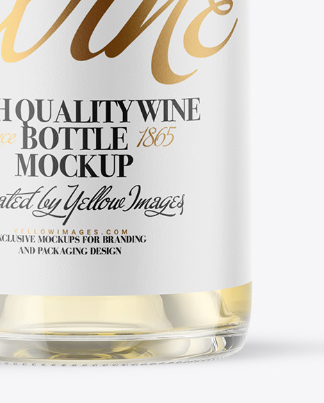 Clear Glass White Wine Bottle Mockup